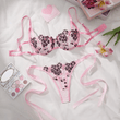 Women’s Floral Embroidery Lingerie Set – Sheer Bra and Brief Panty – Satin Sexy Intimate Underwear