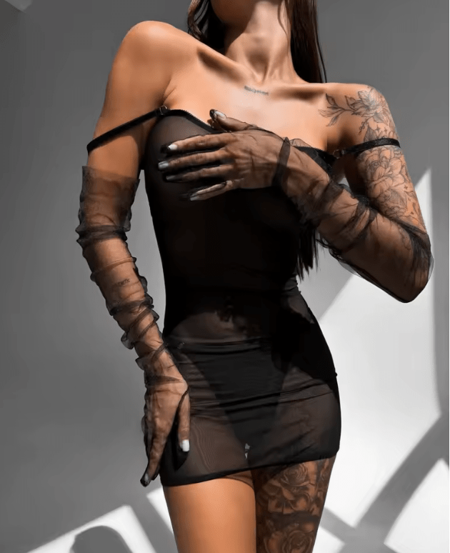 Krasapt Sexy Mesh See-Through Dress Set for Women – Erotic Hollow-Out Backless Bandage Bodycon Nightdress with Bow Detail and Matching Panties