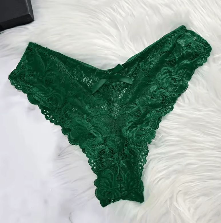 2-Piece Lace Nightgown Set for Women – Green Transparent Split Nightdress with V-Neck Bra & Panty – Sexy Homewear Nighttime Pajamas