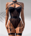 Toucheart Sexy Lingerie Bodysuit for Women – Strappy Solid Color Halter Jumpsuit – Body Shaping One-Piece Lingerie Set