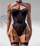 Toucheart Sexy Lingerie Bodysuit for Women – Strappy Solid Color Halter Jumpsuit – Body Shaping One-Piece Lingerie Set