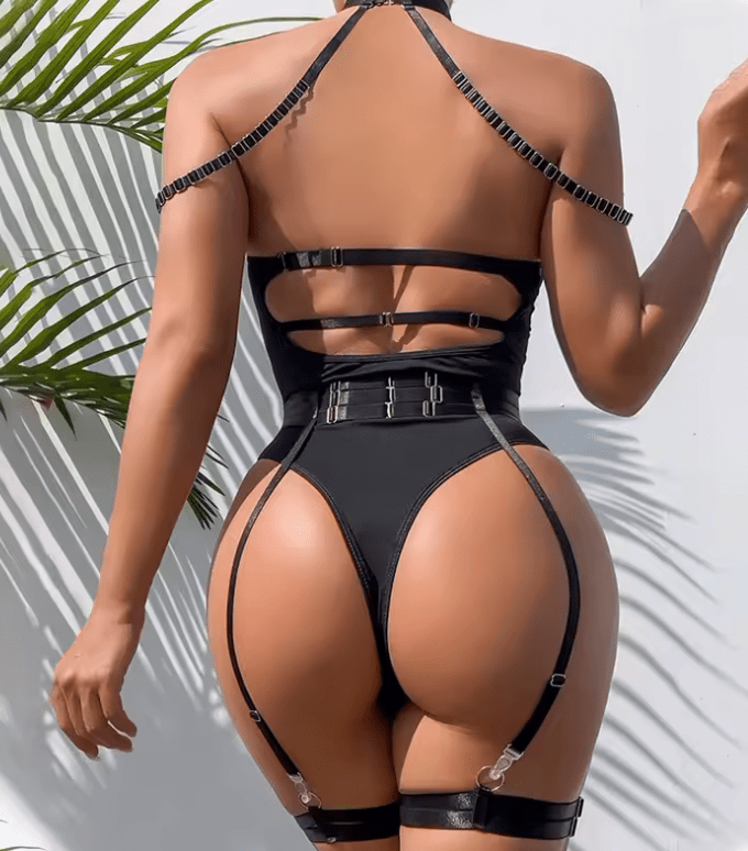 Toucheart Sexy Lingerie Bodysuit for Women – Strappy Solid Color Halter Jumpsuit – Body Shaping One-Piece Lingerie Set