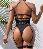 Toucheart Sexy Lingerie Bodysuit for Women – Strappy Solid Color Halter Jumpsuit – Body Shaping One-Piece Lingerie Set