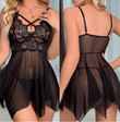 Sexy Lace Lingerie Sleepwear Set for Women – Mesh Babydoll Nightie Dress – Erotic Nightgown with G-String