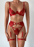 Sexy Lace Floral Lingerie Set for Women – Sheer Embroidered Bra & Panty with Strap Design – Seamless Exotic Two-Piece Underwear