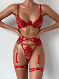 Sexy Lace Floral Lingerie Set for Women – Sheer Embroidered Bra & Panty with Strap Design – Seamless Exotic Two-Piece Underwear