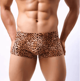 Men’s Leopard Print Trunks – U-Convex Boxer Briefs & Fitness Shorts – Stylish Underwear or Swim Shorts