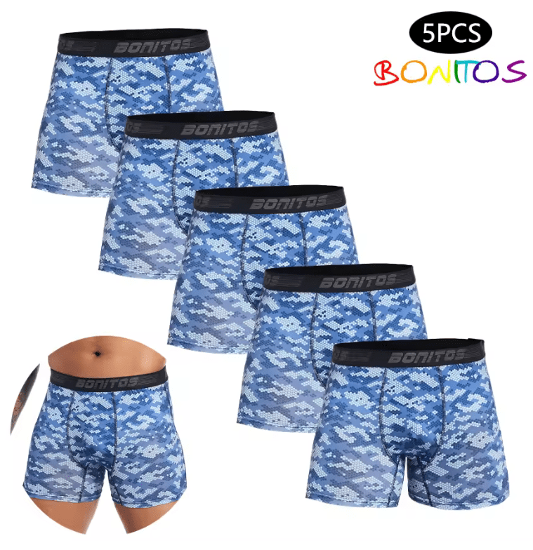 5-Pack Men’s Boxer Shorts – Breathable Polyester Underwear for Men, High-Quality Male Trunks, Comfortable Panties & Underpants (Sizes M–3XL)