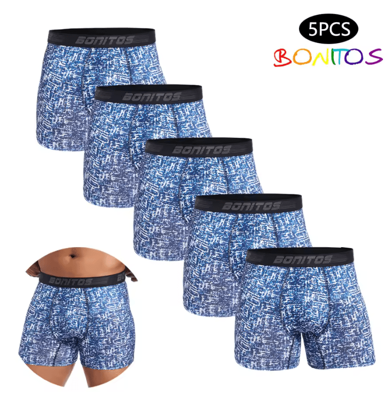 5-Pack Men’s Boxer Shorts – Breathable Polyester Underwear for Men, High-Quality Male Trunks, Comfortable Panties & Underpants (Sizes M–3XL)