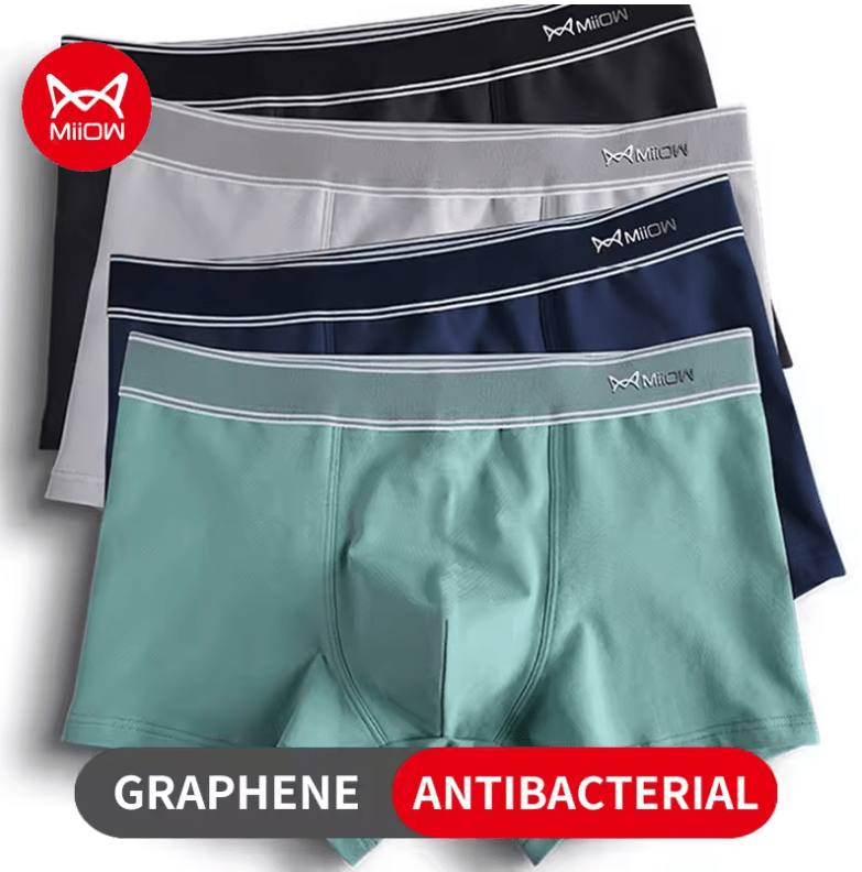 3-Pack Cotton Men’s Underwear – Breathable Boxer Trunks with Graphene Antibacterial Fabric, Comfortable Men’s Panties & Underpants