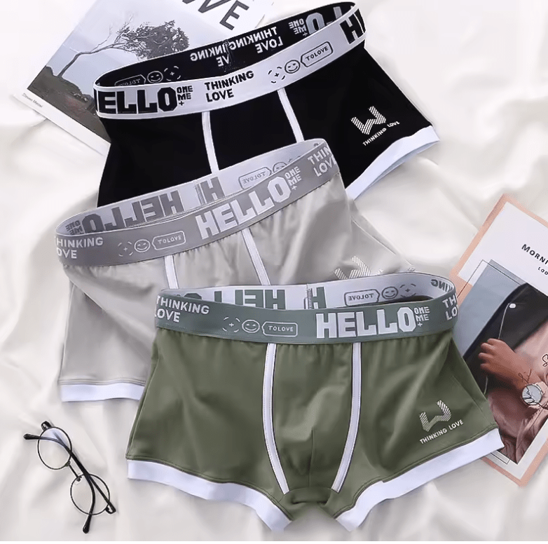 3-Pack Men’s Cotton Boxer Shorts – Soft & Breathable Mid-Waist Underwear, Fashion Sport Style with Letter Waistband