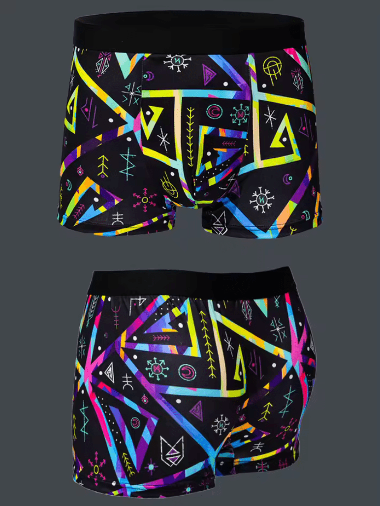 5-Pack Trendy Men’s Boxer Shorts – Graffiti, Pixel & Cyberpunk Print Underwear, Comfortable & Fashionable Casual Trunks