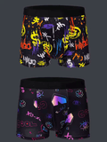 5-Pack Trendy Men’s Boxer Shorts – Graffiti, Pixel & Cyberpunk Print Underwear, Comfortable & Fashionable Casual Trunks