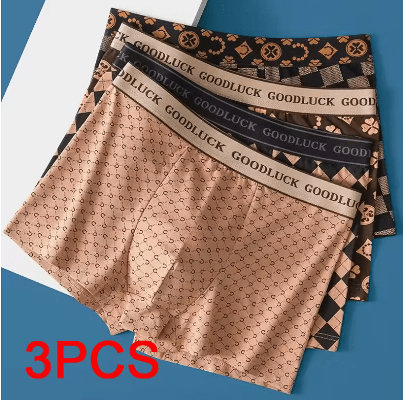 3-Pack Fashion Men’s Square-Cut Underwear – Sporty Boxer Briefs for Men, Large Size, Comfortable Gift Shorts