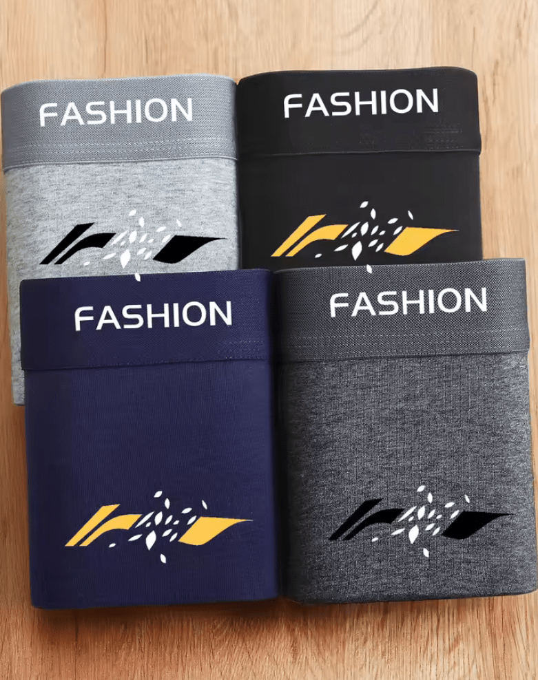 4-Pack Men’s Fashion Boxer Shorts – Soft, Breathable & Comfortable Athleisure Underwear for Daily Wear