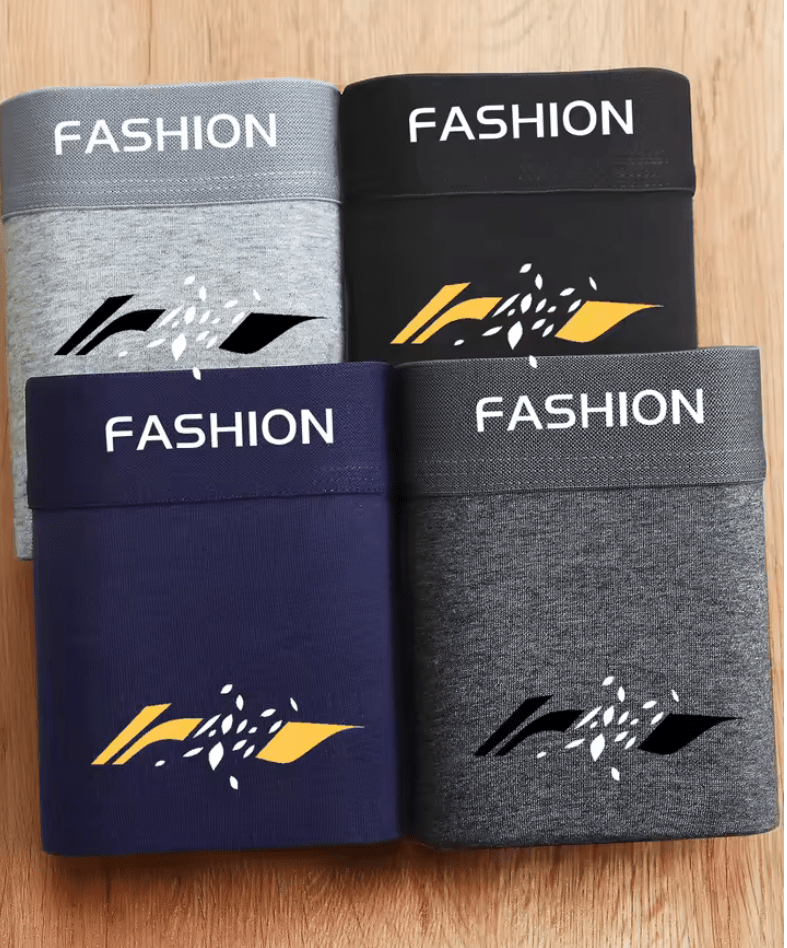 4-Pack Men’s Fashion Boxer Shorts – Soft, Breathable & Comfortable Athleisure Underwear for Daily Wear