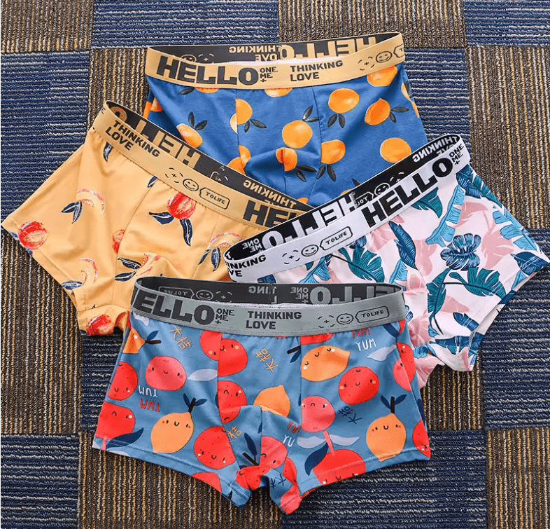 4-Pack Printed Men’s Sports Boxer Briefs – Mid-Waist Cotton Underwear, National Trend Design, Elastic & Sexy Fit
