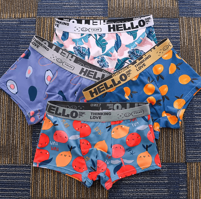 4-Pack Printed Men’s Sports Boxer Briefs – Mid-Waist Cotton Underwear, National Trend Design, Elastic & Sexy Fit