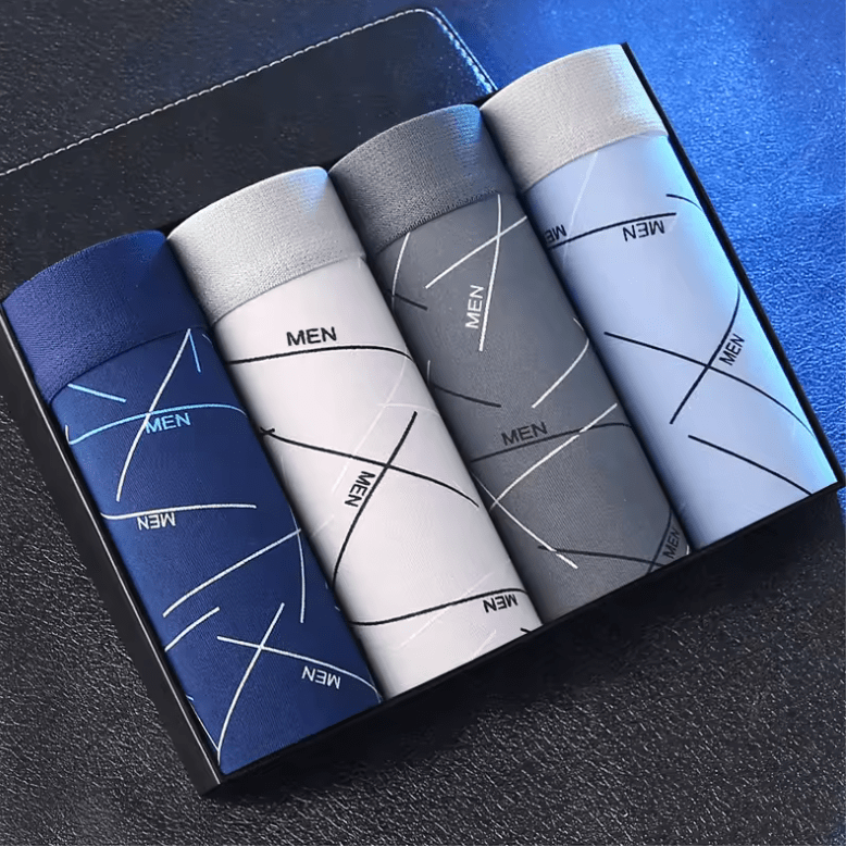 4-Pack Men’s Summer Boxer Briefs – Ultra-Thin, Cool & Breathable Underwear with Elastic Fabric, Lightweight Panties in Gift Bag