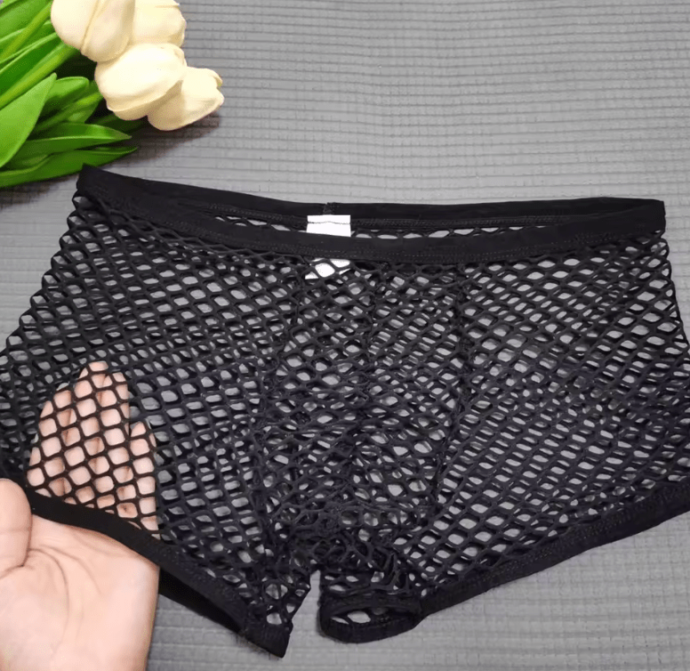 Men’s Transparent Mesh Boxer Shorts – Sexy Low Waist Nylon Underwear, Breathable See-Through Male Sport Underpants, Lightweight Lingerie Briefs