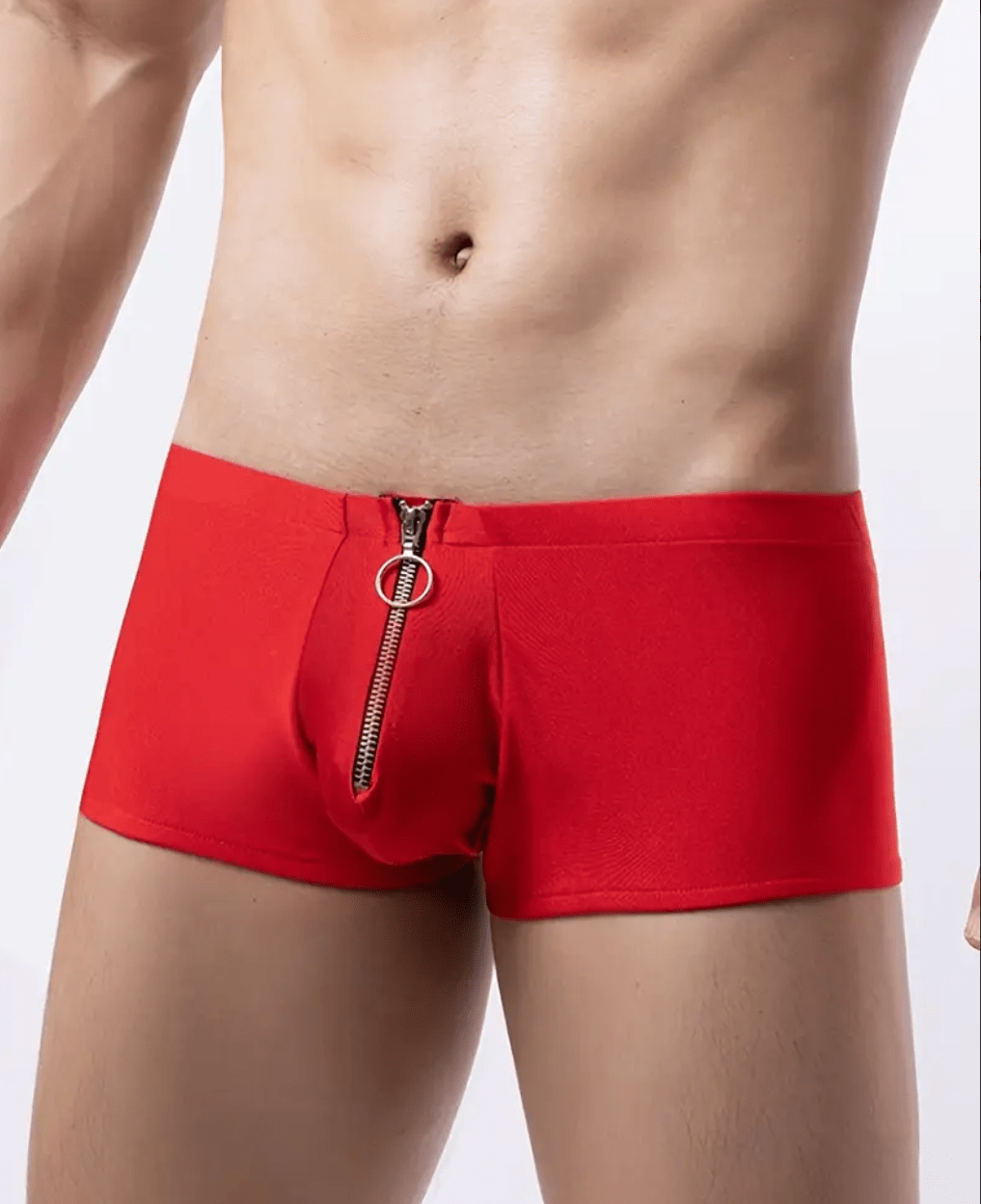 Men’s Boxer Shorts – Solid Polyester Zip-Up Underwear with U Convex Pouch, Low-Rise Breathable Panties, Sexy Hombre Cueca Calzoncillo Underpants