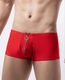 Men’s Boxer Shorts – Solid Polyester Zip-Up Underwear with U Convex Pouch, Low-Rise Breathable Panties, Sexy Hombre Cueca Calzoncillo Underpants