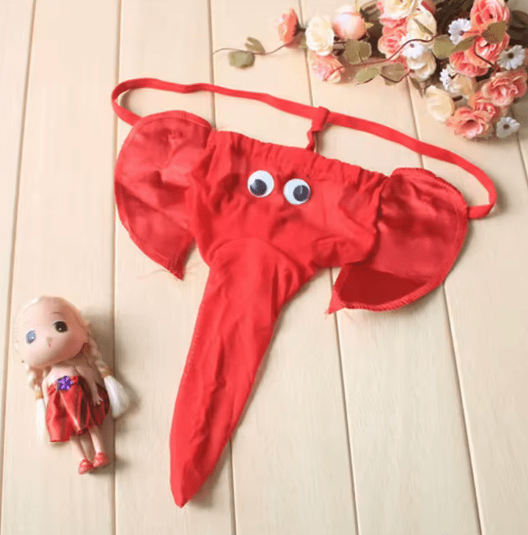 Men’s Funny Elephant Thong Underwear – Sexy Cartoon Trunk G-String Panties, Low-Rise Novelty Lingerie for Him, Playful Costume Briefs