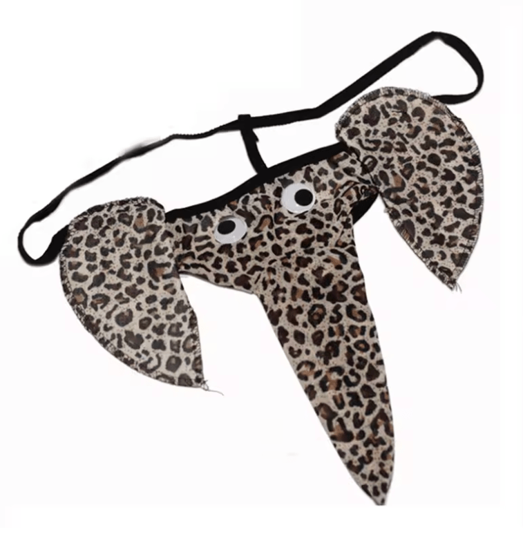 Men’s Funny Elephant Thong Underwear – Sexy Cartoon Trunk G-String Panties, Low-Rise Novelty Lingerie for Him, Playful Costume Briefs