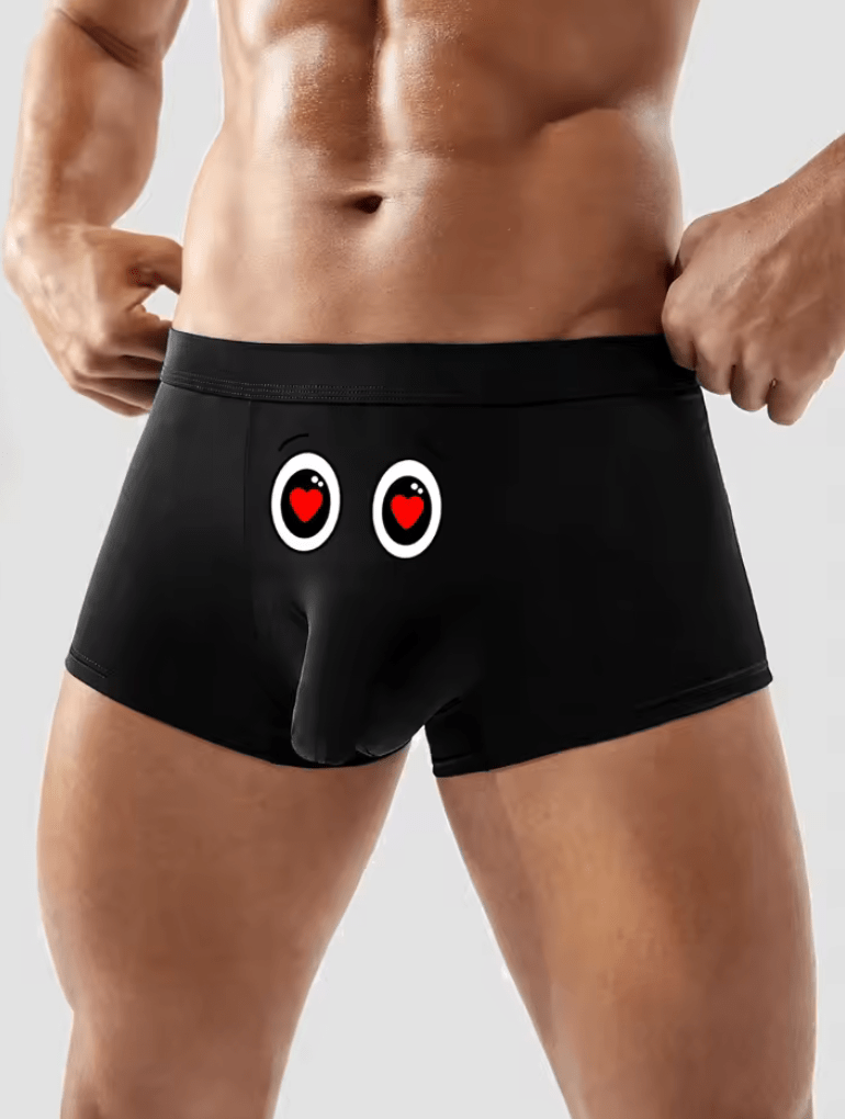 Men’s Boxer Briefs with Funny Novelty Print – Black Breathable Soft Underwear, Comfortable & Stretchy Fun Shorts for Men, Comfy Daily Underpants
