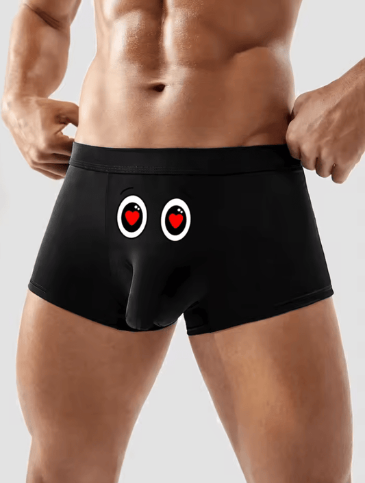 Men’s Boxer Briefs with Funny Novelty Print – Black Breathable Soft Underwear, Comfortable & Stretchy Fun Shorts for Men, Comfy Daily Underpants
