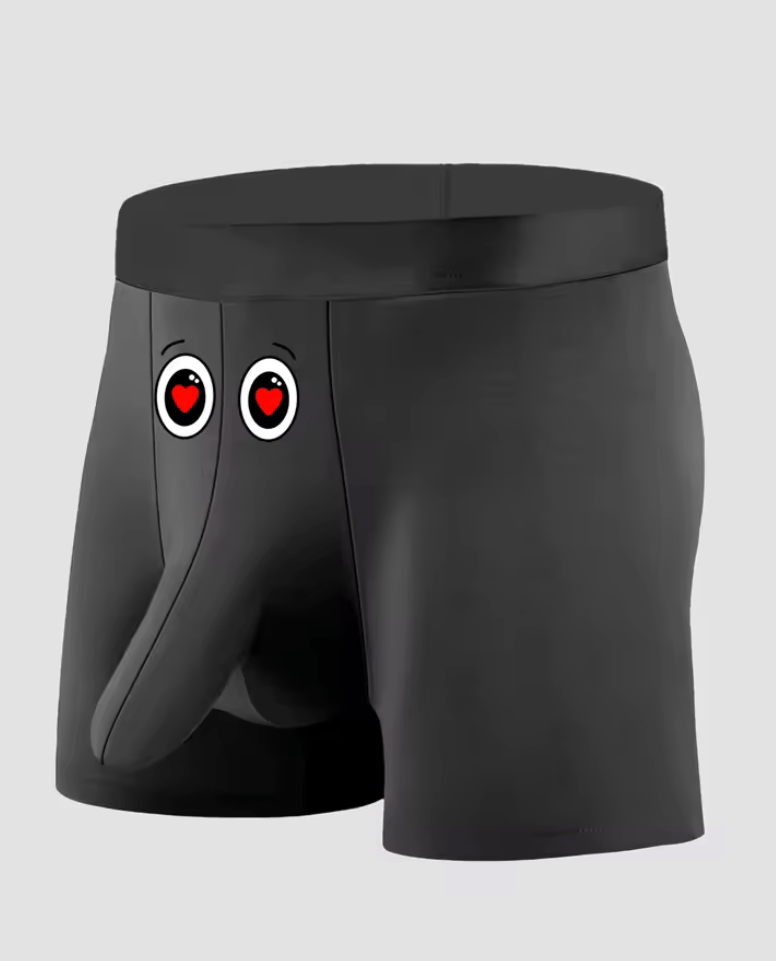 Men’s Boxer Briefs with Funny Novelty Print – Black Breathable Soft Underwear, Comfortable & Stretchy Fun Shorts for Men, Comfy Daily Underpants