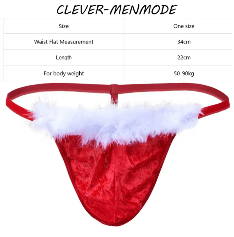Men’s Sexy Sheer T-Back Thong – Open Bottom Plush Micro Panties, Transparent Erotic Sissy Lingerie, Christmas Fetish Underwear for Men