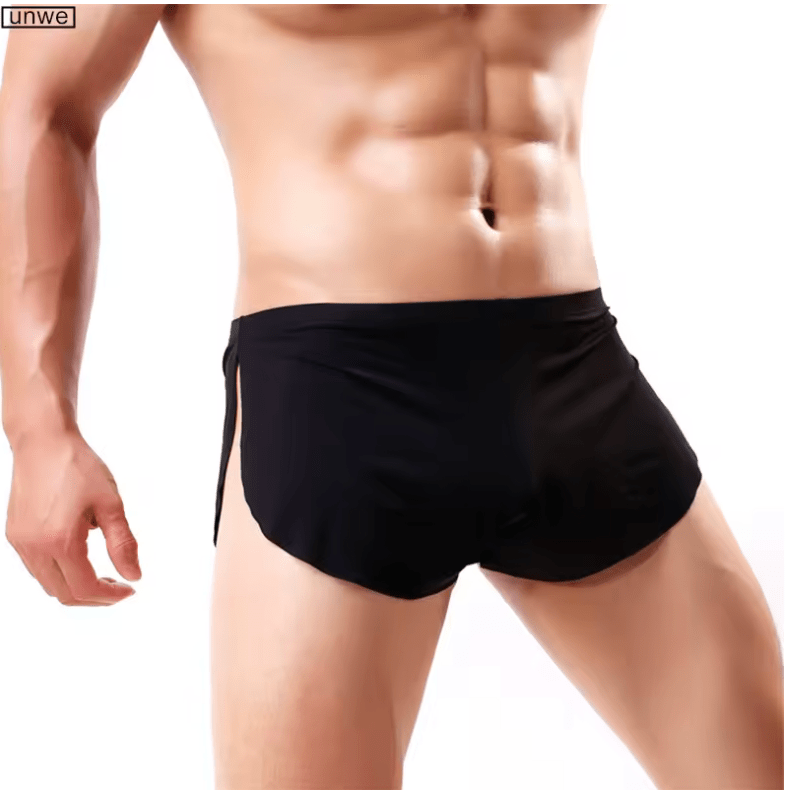 Men’s Thin Mesh Boxer Shorts – Transparent Split Design | Sexy Breathable Underwear | Solid Color Lightweight Male Underpants