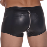 Men’s Faux Leather Zipper Underwear – Soft Sexy Boxer Briefs with Front Zip | High-Quality Fashion Panties