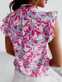 Elegant Sleeveless Ruffle Blouse – 2025 V-Neck Lace-Up Summer Top for Women
