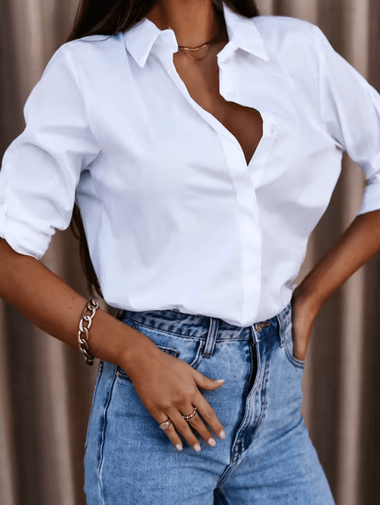Women’s Oversized White Blouse – Long Sleeve Casual Shirt | Spring & Autumn Fashion Streetwear Top