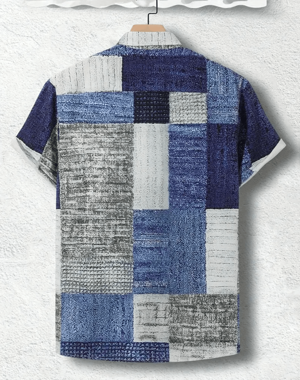 Men’s Casual Patchwork Print Shirt – Cotton Floral Button-Up Short Sleeve Shirt – Comfortable Spring & Autumn Fashion Top