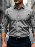 Men’s White Dress Shirt – Solid Color Long Sleeve Casual Business Shirt – Stretch Fabric, Fashion Fit Office Top