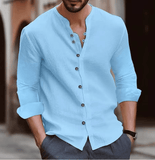 Men’s Retro Long Sleeve Shirt – Cotton Linen Blend, Casual Loose Fit, Breathable & Lightweight, Summer Classic Style