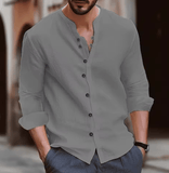 Men’s Retro Long Sleeve Shirt – Cotton Linen Blend, Casual Loose Fit, Breathable & Lightweight, Summer Classic Style