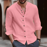 Men’s Retro Long Sleeve Shirt – Cotton Linen Blend, Casual Loose Fit, Breathable & Lightweight, Summer Classic Style