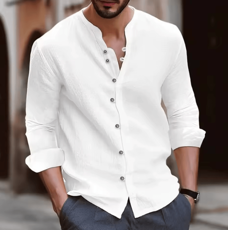 Men’s Retro Long Sleeve Shirt – Cotton Linen Blend, Casual Loose Fit, Breathable & Lightweight, Summer Classic Style