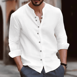 Men’s Retro Long Sleeve Shirt – Cotton Linen Blend, Casual Loose Fit, Breathable & Lightweight, Summer Classic Style