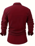 Men’s Long Sleeve Autumn Winter Shirt – Solid Color with Floral Splicing, Casual Fit, Soft Comfortable Fabric, Stylish Printed Design