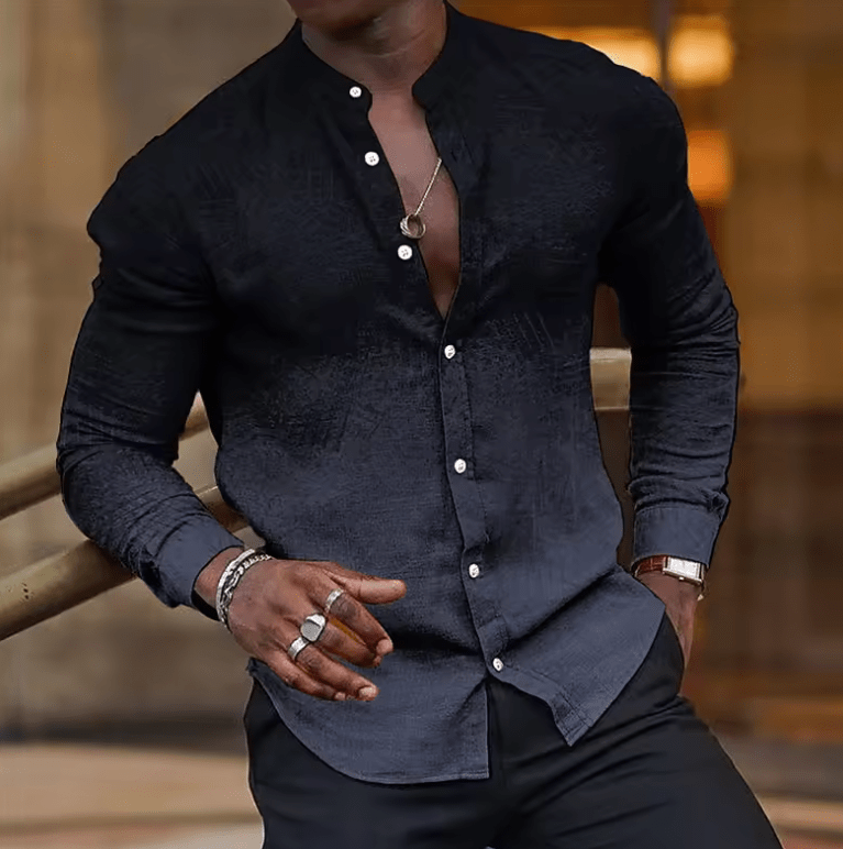 2025 Men’s Gray Long Sleeve Hawaiian Shirt – Trendy Casual Fit, Stylish Shirt Collar, Lightweight Fashion Top for Club, Beach, Streetwear & Parties