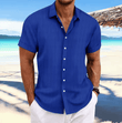 2025 Men’s Striped Jacquard Hawaiian Shirt – Casual Multicolor Short Sleeve, Soft Lapel, Comfortable Loose Fit Fashion Top