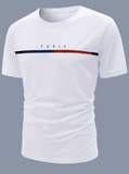 Men’s Summer T-Shirt – 100% Cotton Paris Theme Graphic Tee, Loose Fit, Casual Short Sleeve Round Neck Top