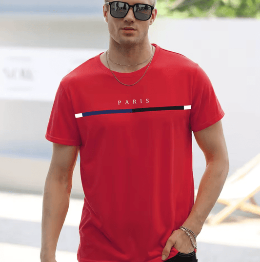 Men’s Summer T-Shirt – 100% Cotton Paris Theme Graphic Tee, Loose Fit, Casual Short Sleeve Round Neck Top