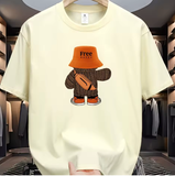 Men’s Cartoon Graphic T-Shirt – 100% Cotton Loose Fit Summer Tee, Casual Short Sleeve, Round Neck Comfortable Sports Top