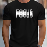 Men’s Focus Print T-Shirt – 100% Cotton Oversized Loose Fit Casual Sports Tee, Round Neck Short Sleeve Top